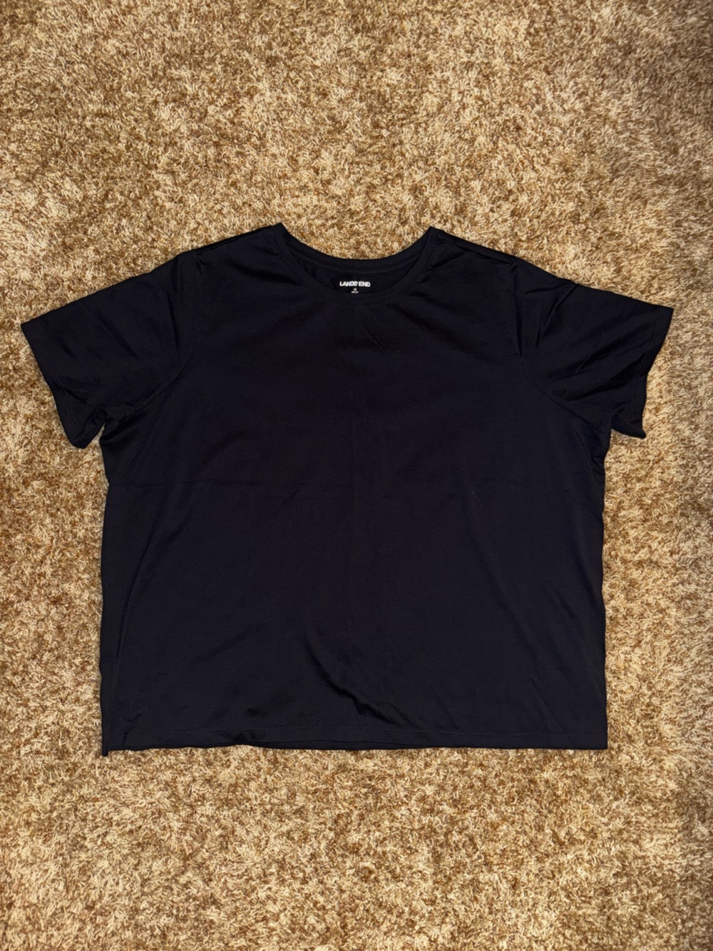 Lands' End Women's Black Short Sleeve Supima Cotton Relaxed Fit Crew Tee